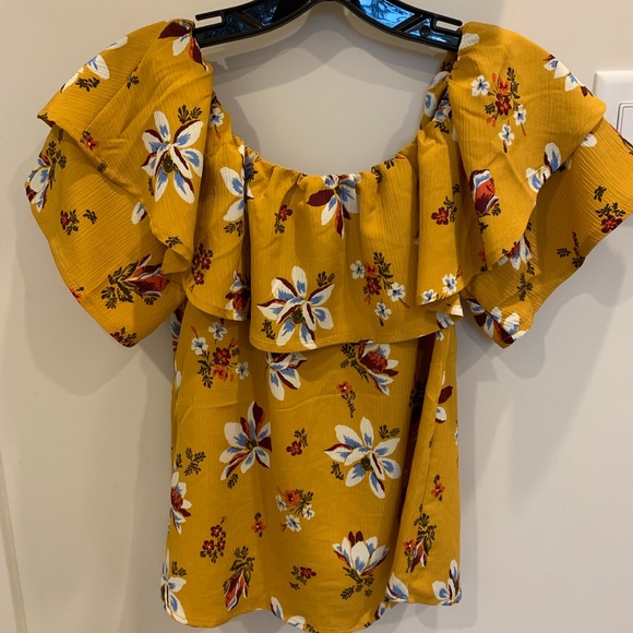 yellow floral off the shoulder top - Picture 2 of 2